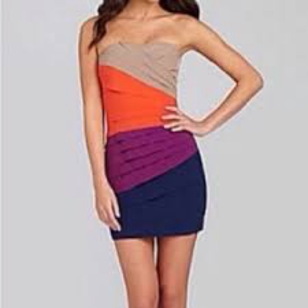 Gianni Bini Strapless Dress Color Block Party Cocktail Dress Size 1